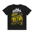 money black yellow shirt
