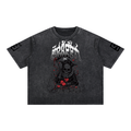 skull prays over man black shirt